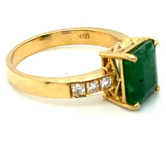 GIA Cert Emerald 3.70ct Diamonds 18K Gold Ring - Picture 6 of 10